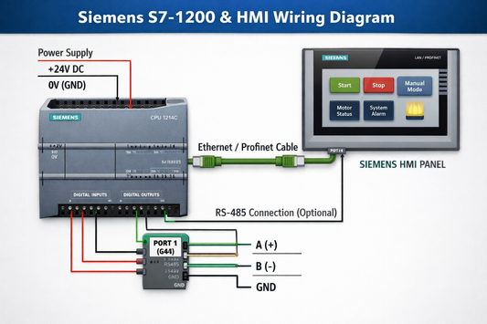 Siemens S7-1200 + HMI wiring diagram 