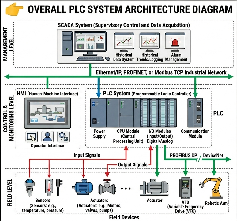 PLC system architecture diagram industrial automation