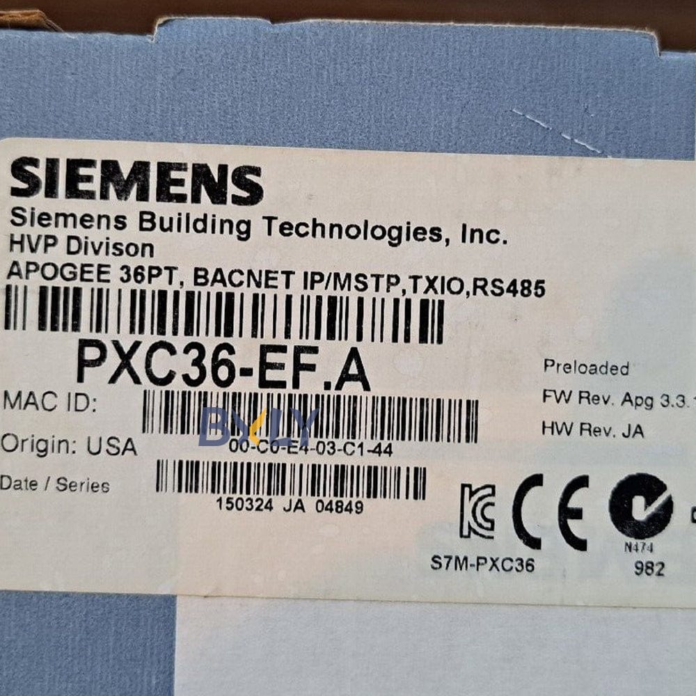 Siemens PXC36-EF.A Room Intelligent Controller, PXC Modular Series for BACnet Networks